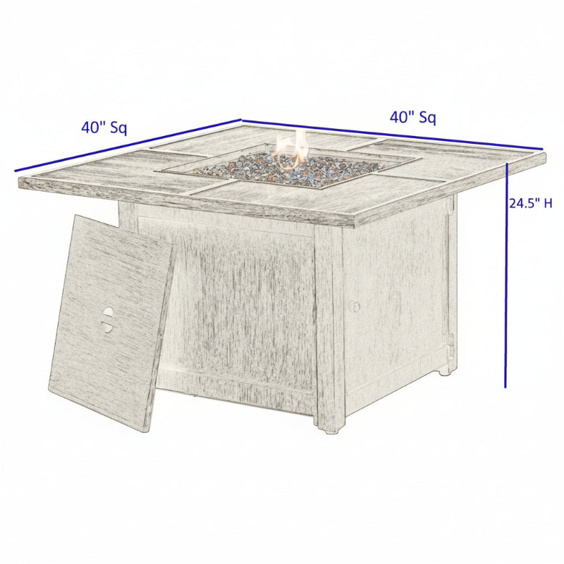 Alfresco Home Cheyenne Cast Aluminum Outdoor 40" Square Fire Pit Table