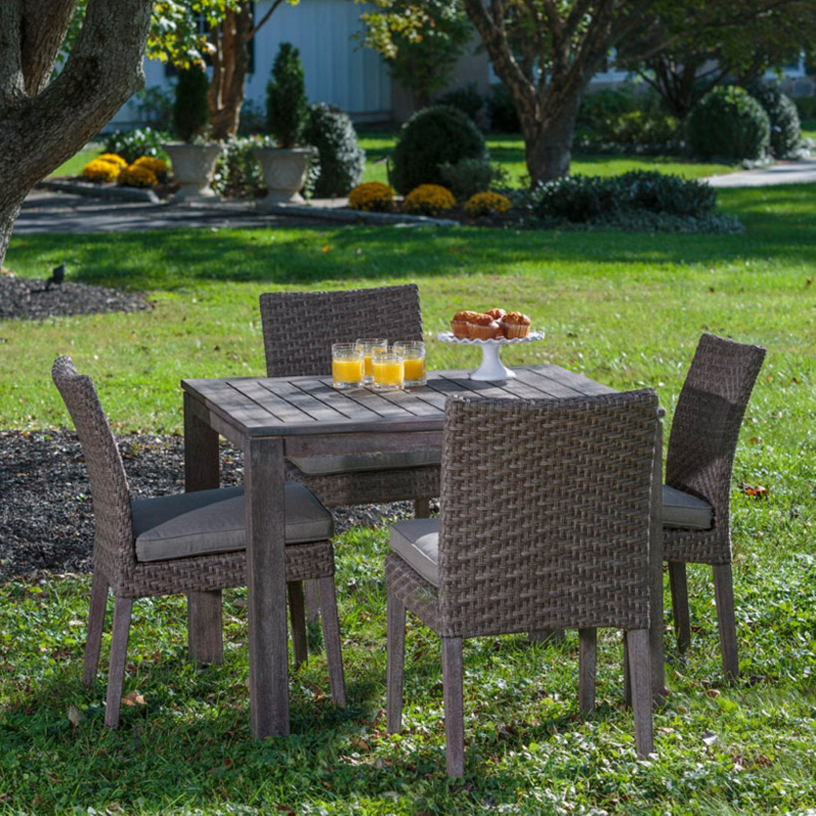 Alfresco Home Cornwall 5 Piece Woven Wood Patio Dining Set