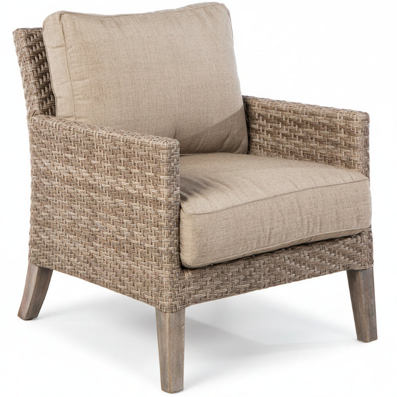 Alfresco Home Cornwall Woven Wood Outdoor 4-Person Deep Seating Conversation Set with Cushions