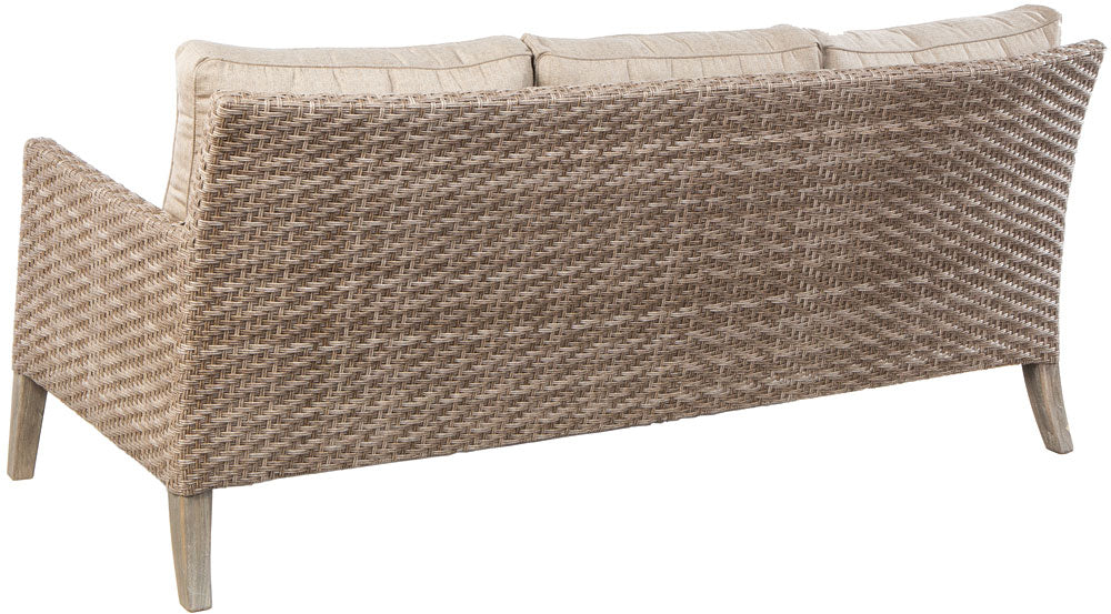 Alfresco Home Cornwall Woven Wood Deep Seating Conversation Set w/ Taupe Cushions