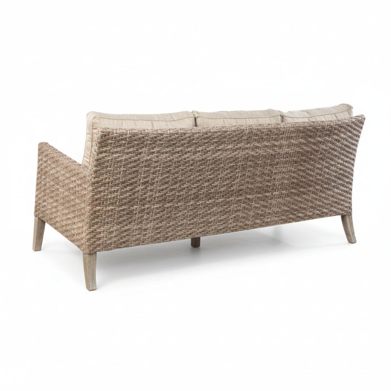 Alfresco Home Cornwall Woven Wood Outdoor 4-Person Deep Seating Conversation Set with Cushions