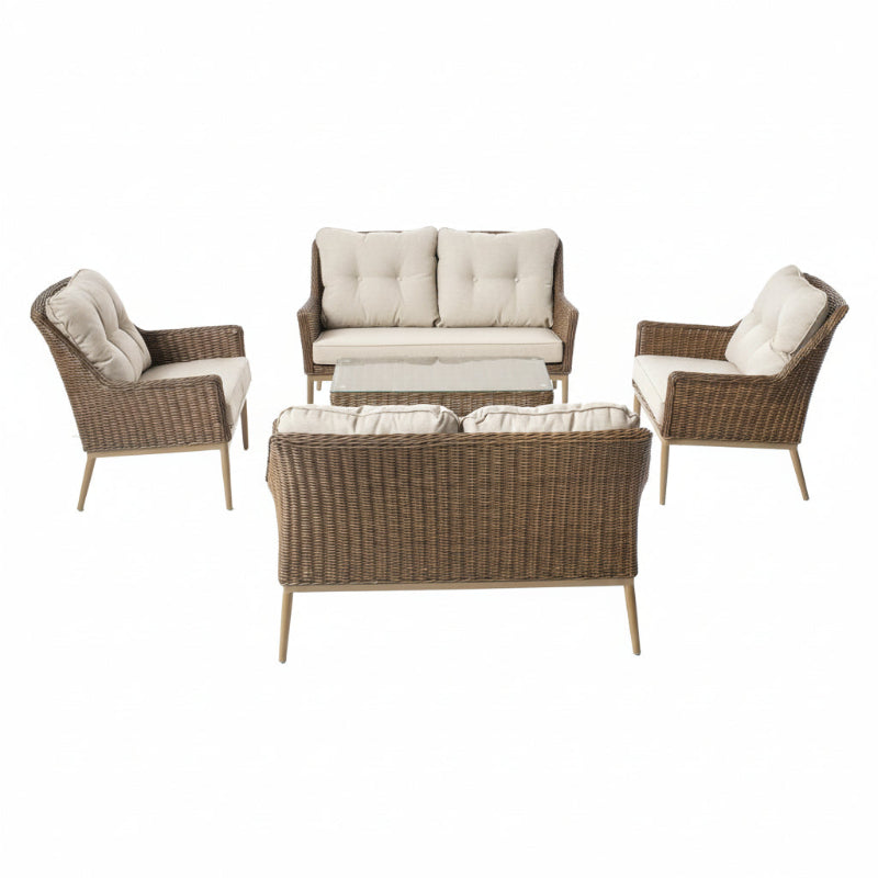 Alfresco Home Eva Wicker Aluminum Outdoor 4-Person Loveseat Set With Cushion