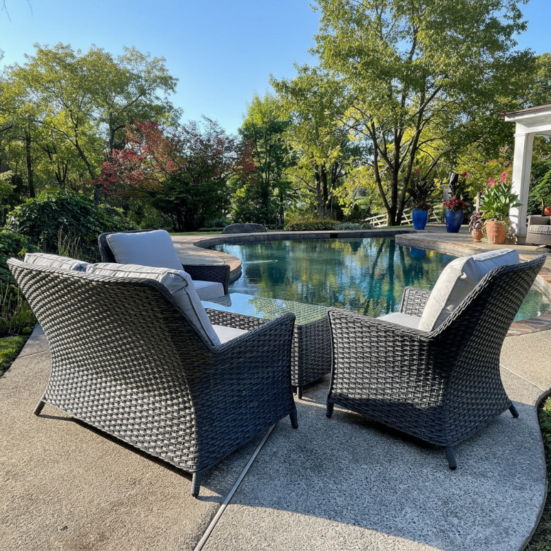 Alfresco Home Joanie Espresso Wicker Aluminum Outdoor 4-Person Conversation Set