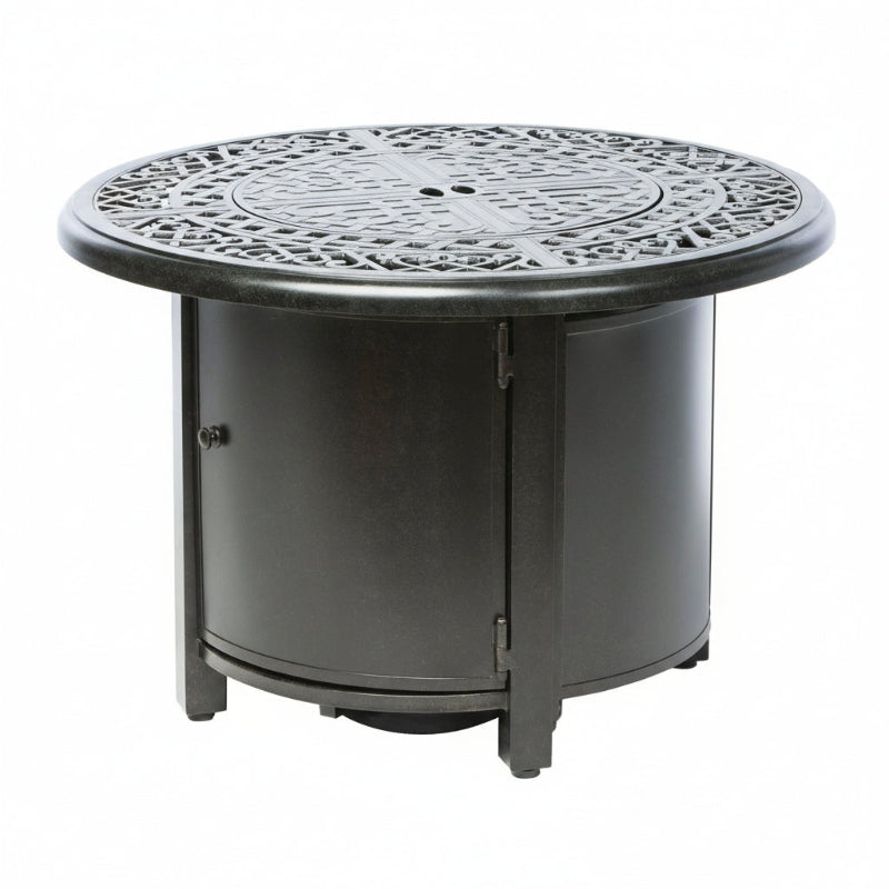 Alfresco Home Kinsale Cast Aluminum Outdoor 36" Round Fire Pit Table Blacksmith