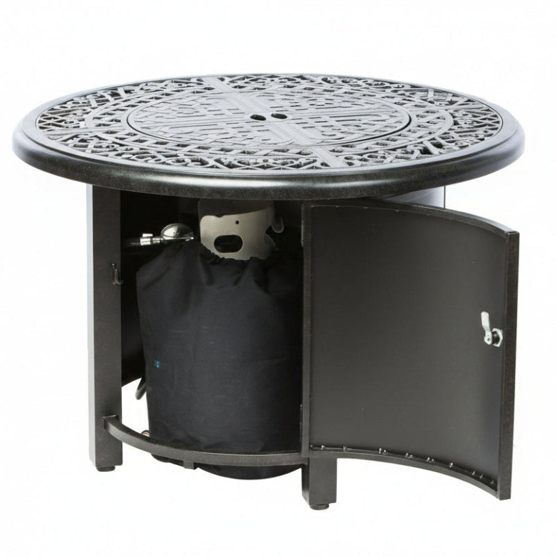 Alfresco Home Kinsale Cast Aluminum Outdoor 36" Round Fire Pit Table Blacksmith