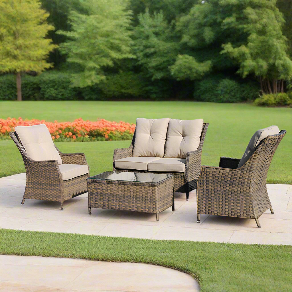 Alfresco Home Rockhill Wicker Aluminum Conversation Group w/ Sunbrella Cushions