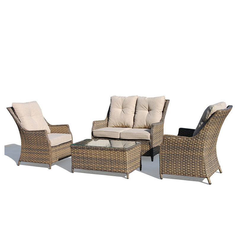 Alfresco Home Stanton 4 Piece Wicker Conversation Set