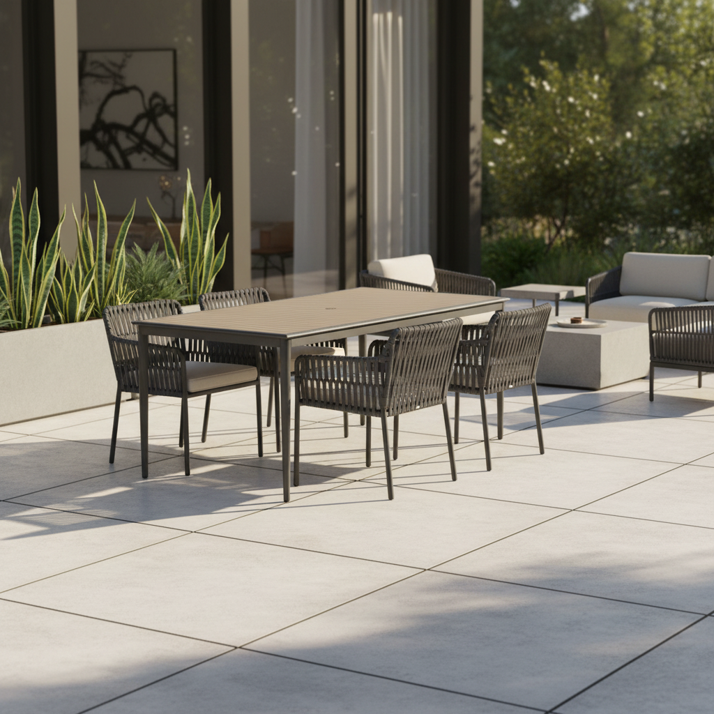Alfresco Home Oden Polywood Outdoor Rectangular Dining Table with Umbrella Hole