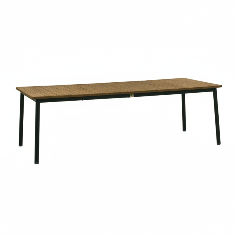 Alfresco Equator 95" Teak Outdoor Rectangular Dining Table with Umbrella Hole