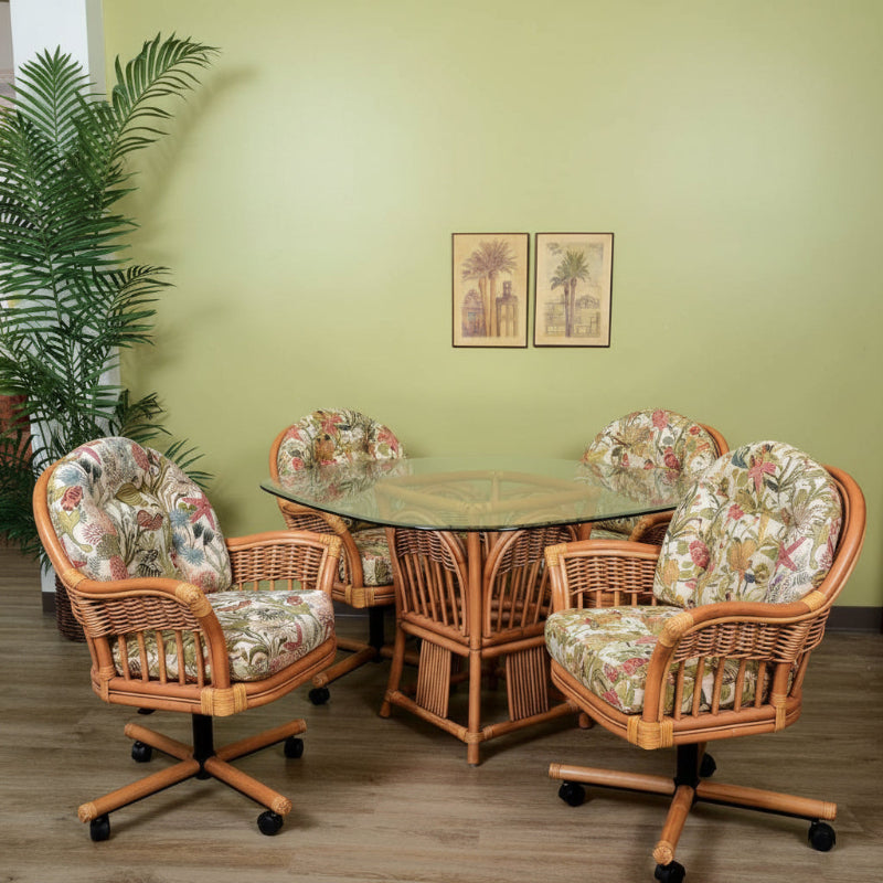 Alexander & Sheridan Bridgeport Natural Rattan Indoor 4-Person Dining Set with Cushions