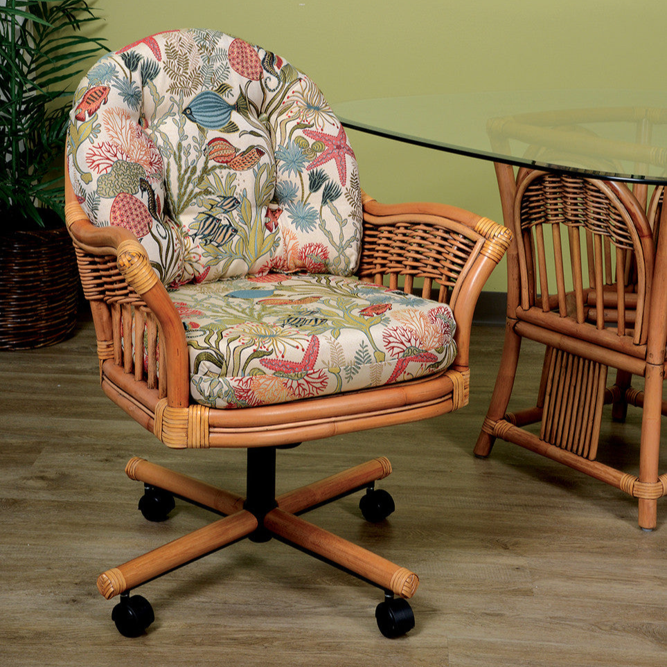 Alexander & Sheridan Bridgeport Rattan Indoor Tilt Swivel Caster Dining Chair