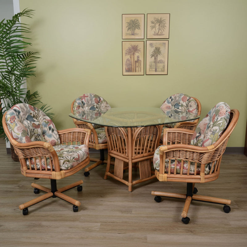 Alexander & Sheridan Bridgeport Natural Rattan Indoor 4-Person Dining Set with Cushions