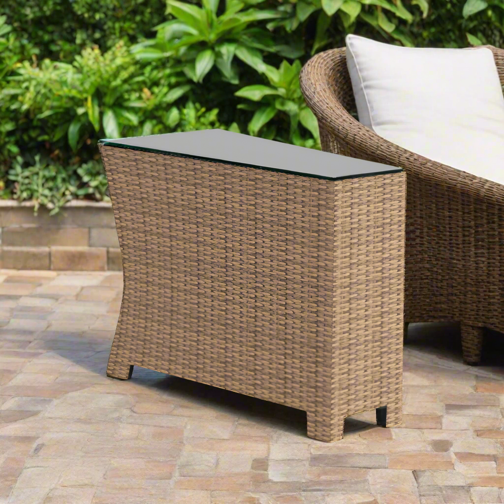 Forever Patio Barbados Wicker Wedge End Table