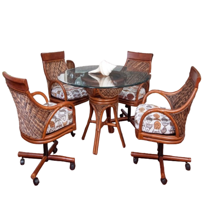 Alexander & Sheridan Bermuda Natural Rattan Indoor 4-Person Dining Set with Cushions