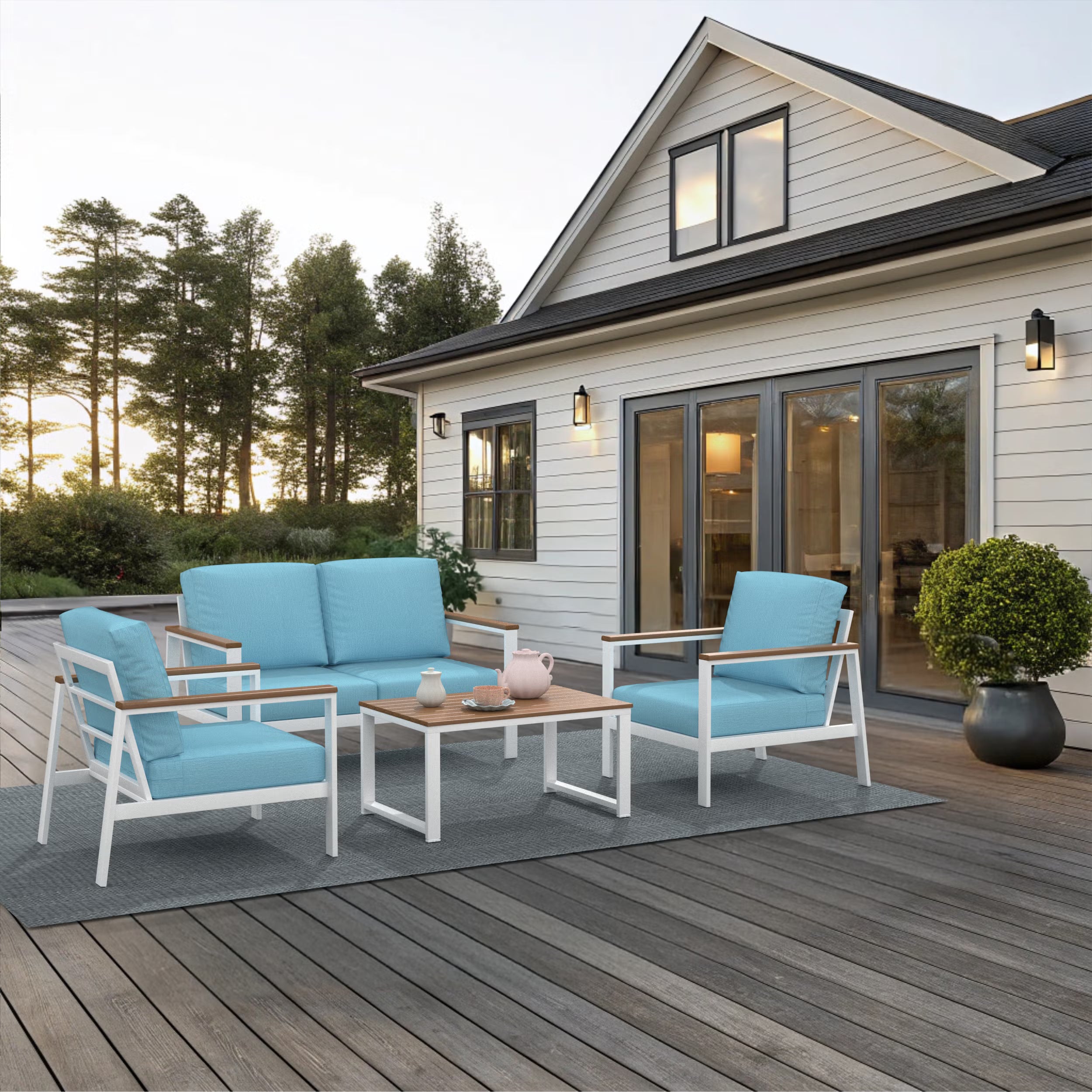 NorthCape International Brighton Aluminum Outdoor 4-Person Conversation Patio Set