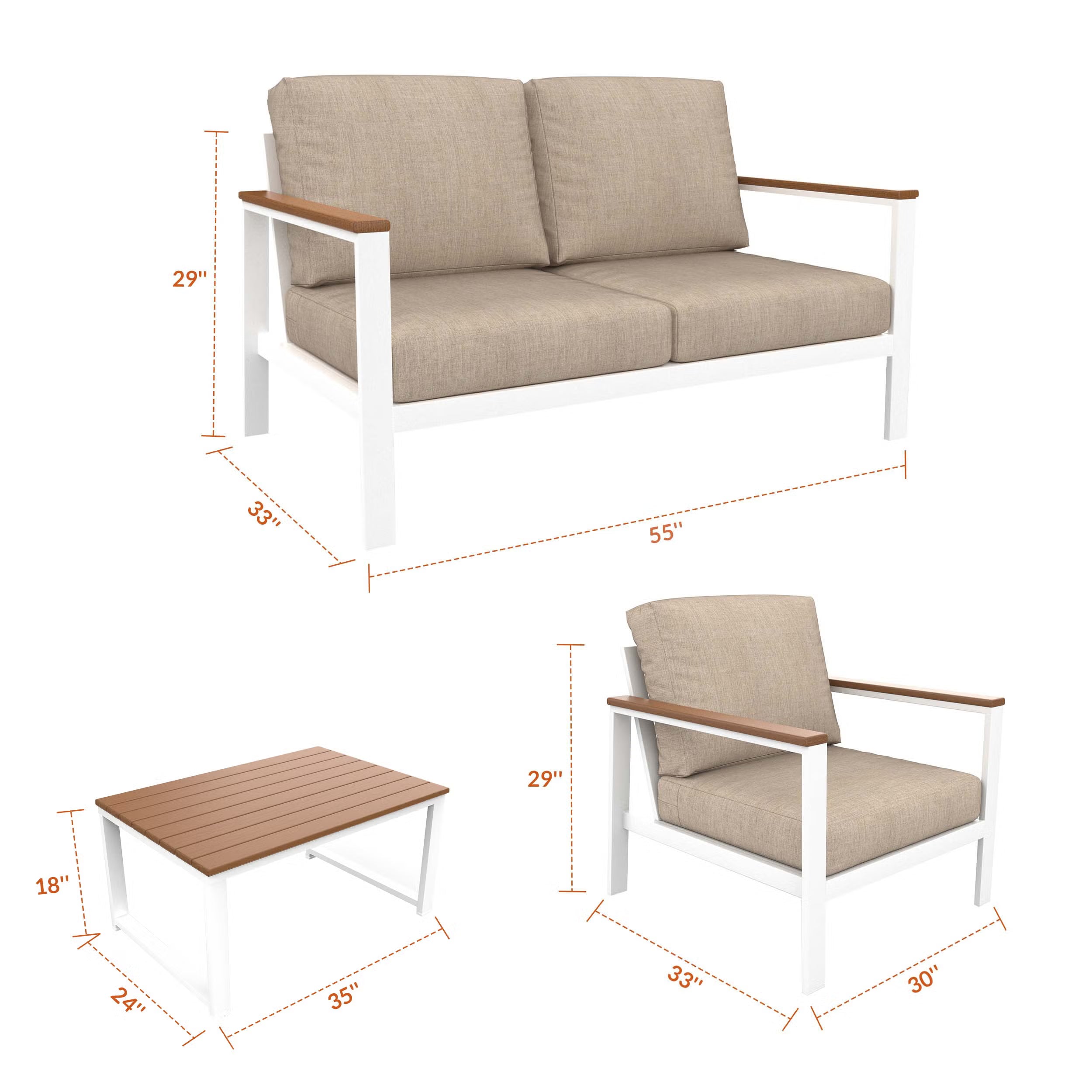 NorthCape International Brighton Aluminum Outdoor 4-Person Conversation Patio Set