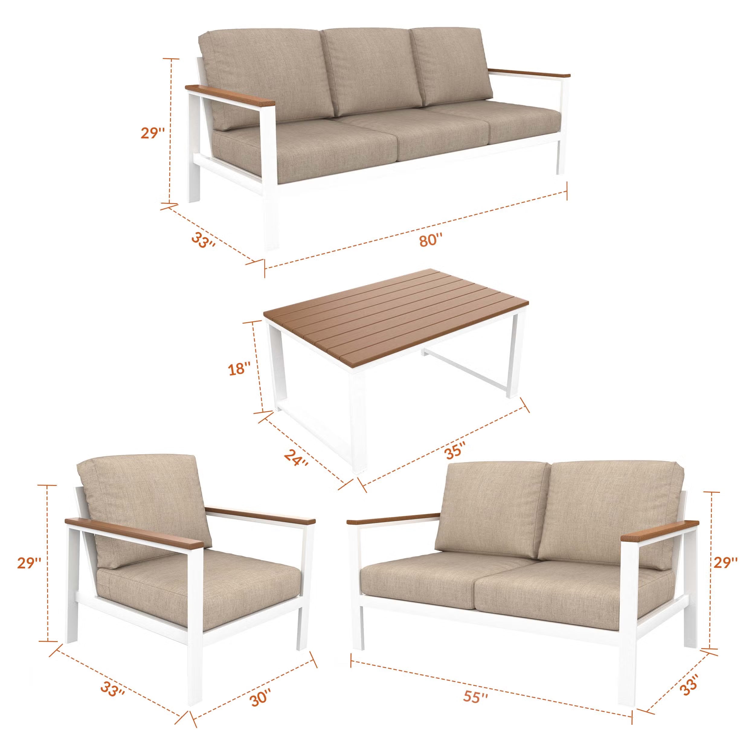 NorthCape International Brighton Aluminum Outdoor 6-Person Lounge Patio Set