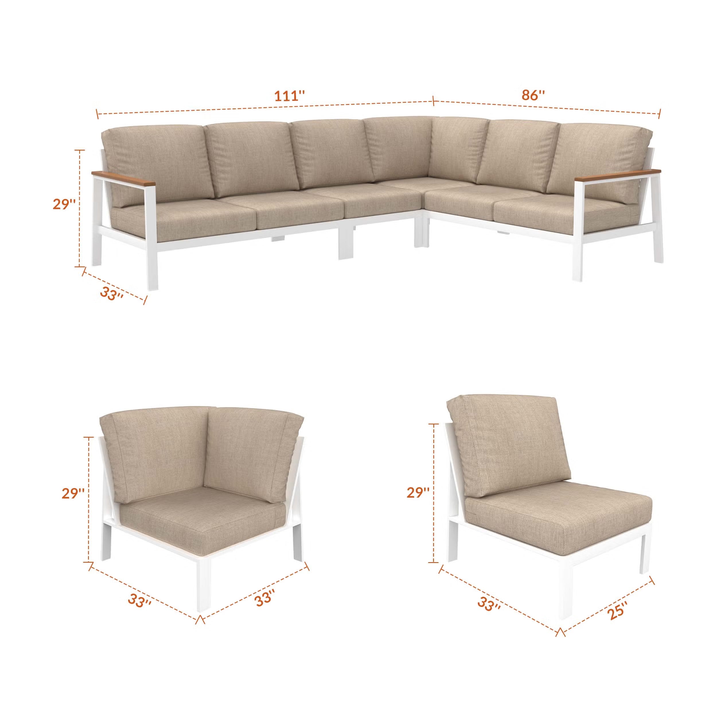 NorthCape International Brighton Aluminum Outdoor 6-Person Modular Patio Set