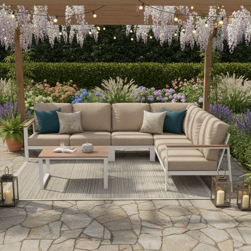 NorthCape International Brighton Aluminum Outdoor 6-Person Modular Patio Set