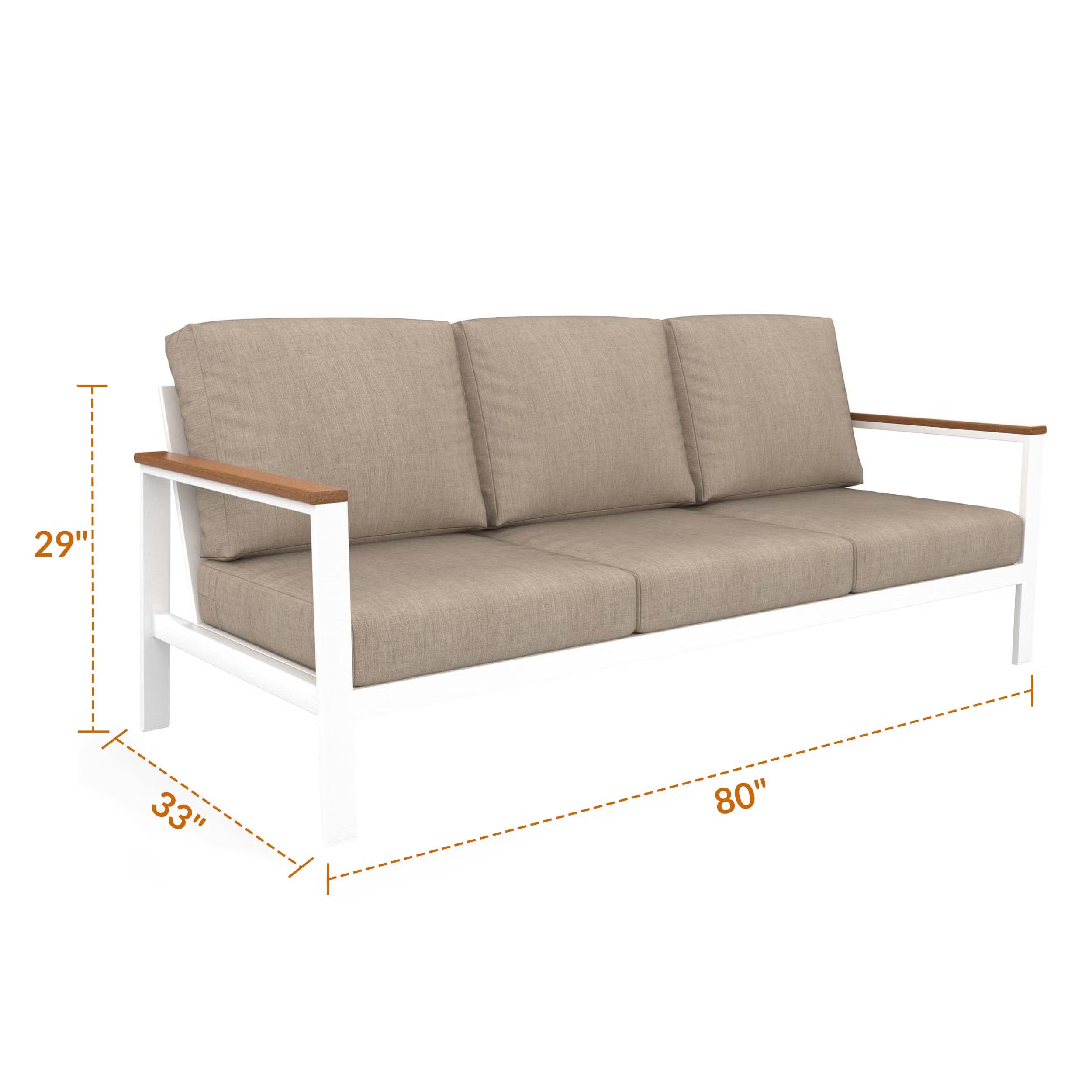 NorthCape International Brighton Aluminum Outdoor Patio 3-Seater Sofa