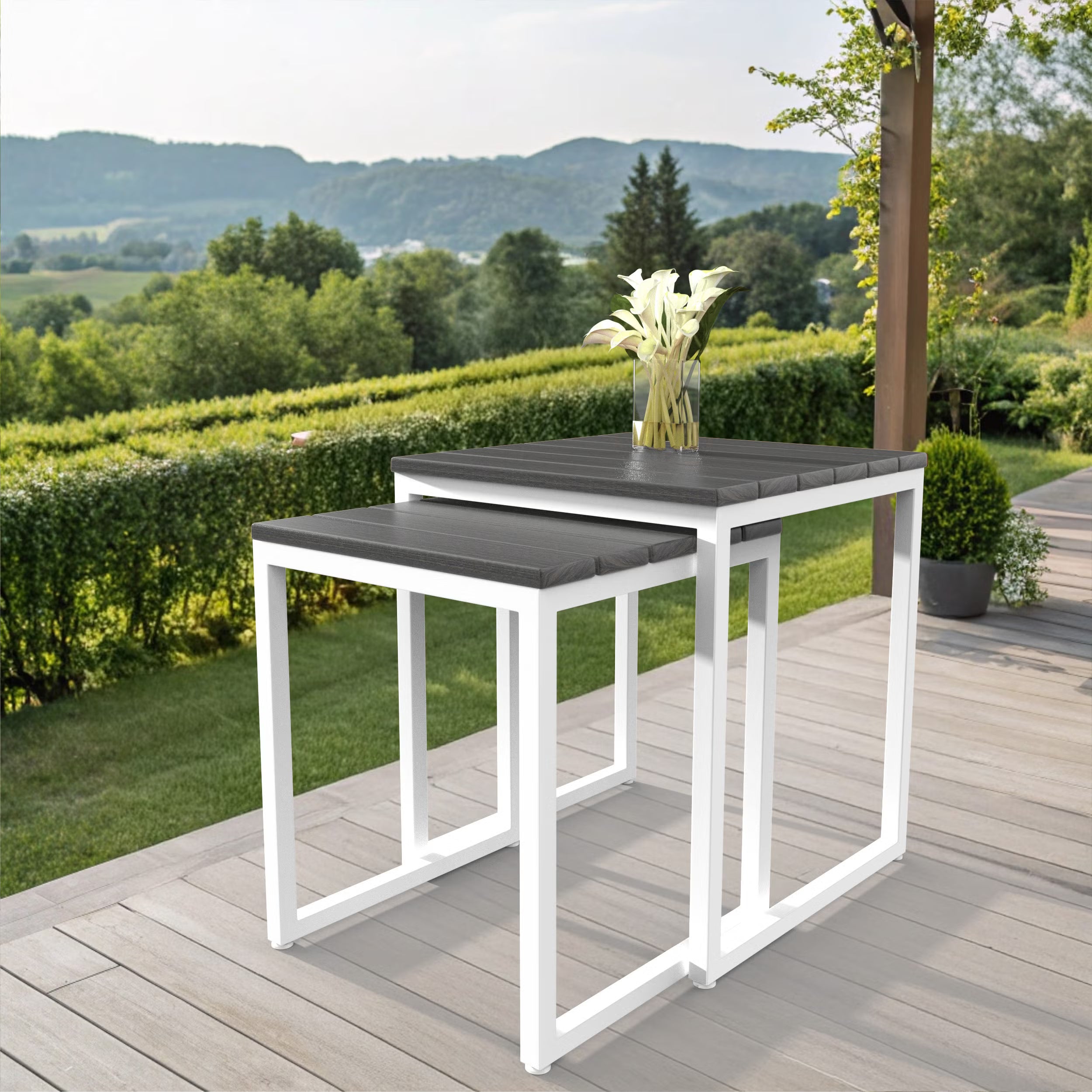 NorthCape International Brighton Aluminum Outdoor Patio Nesting Table