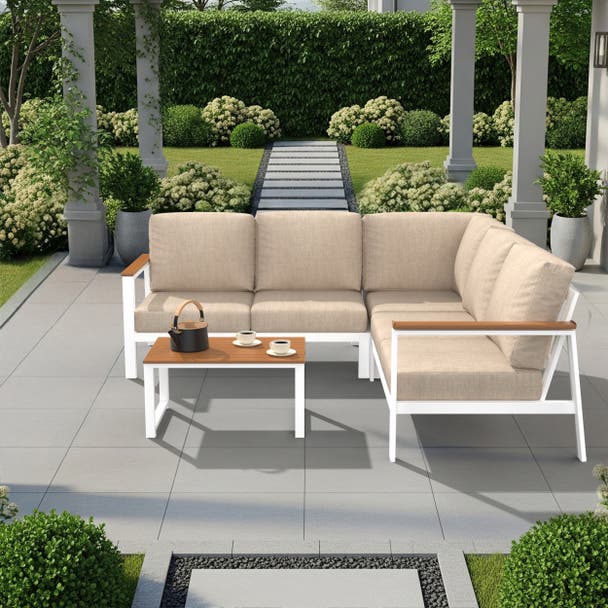 NorthCape International Brighton Aluminum Outdoor Sectional 90 Degree Corner Chair