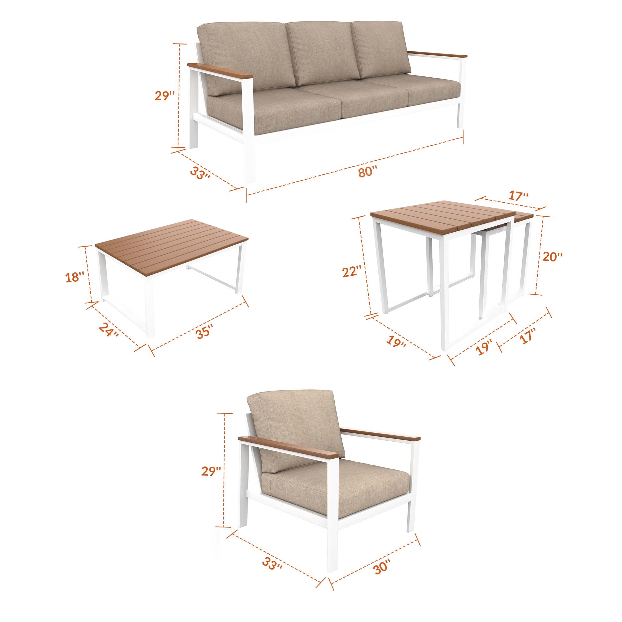 NorthCape International Brighton Aluminum Outdoor 5-Person Seating Patio Set