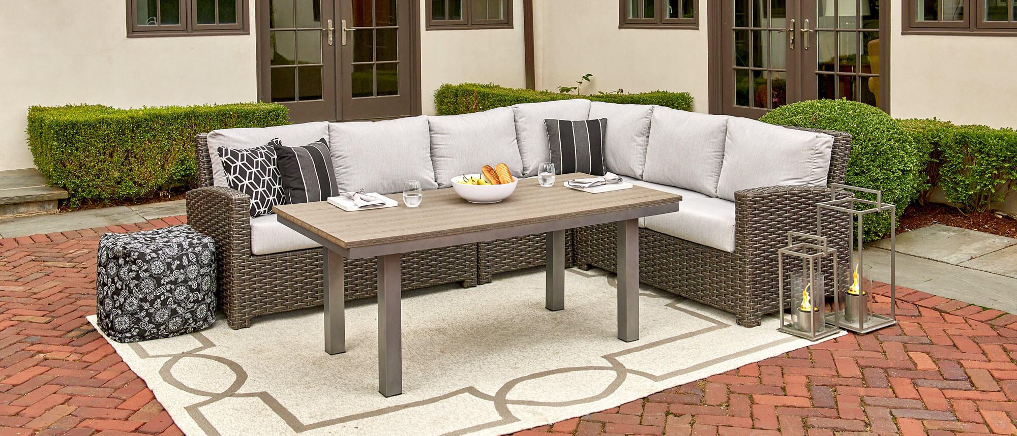 Forever Patio Brookside Wicker 5 Piece Sectional Set