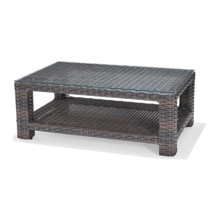 Forever Patio Brookside Wicker Rectangle Coffee Table With Glass Top