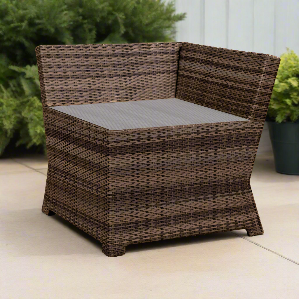 Forever Patio Brookside Wicker Corner End Table With Glass Top