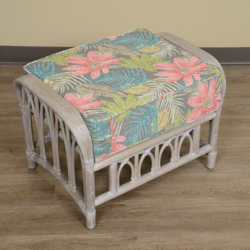 Alexander & Sheridan Cuba Rattan Indoor Ottoman with Cushion