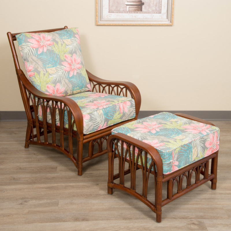 Alexander & Sheridan Cuba Rattan Indoor 2-Piece Lounge Chair Set with Cushions
