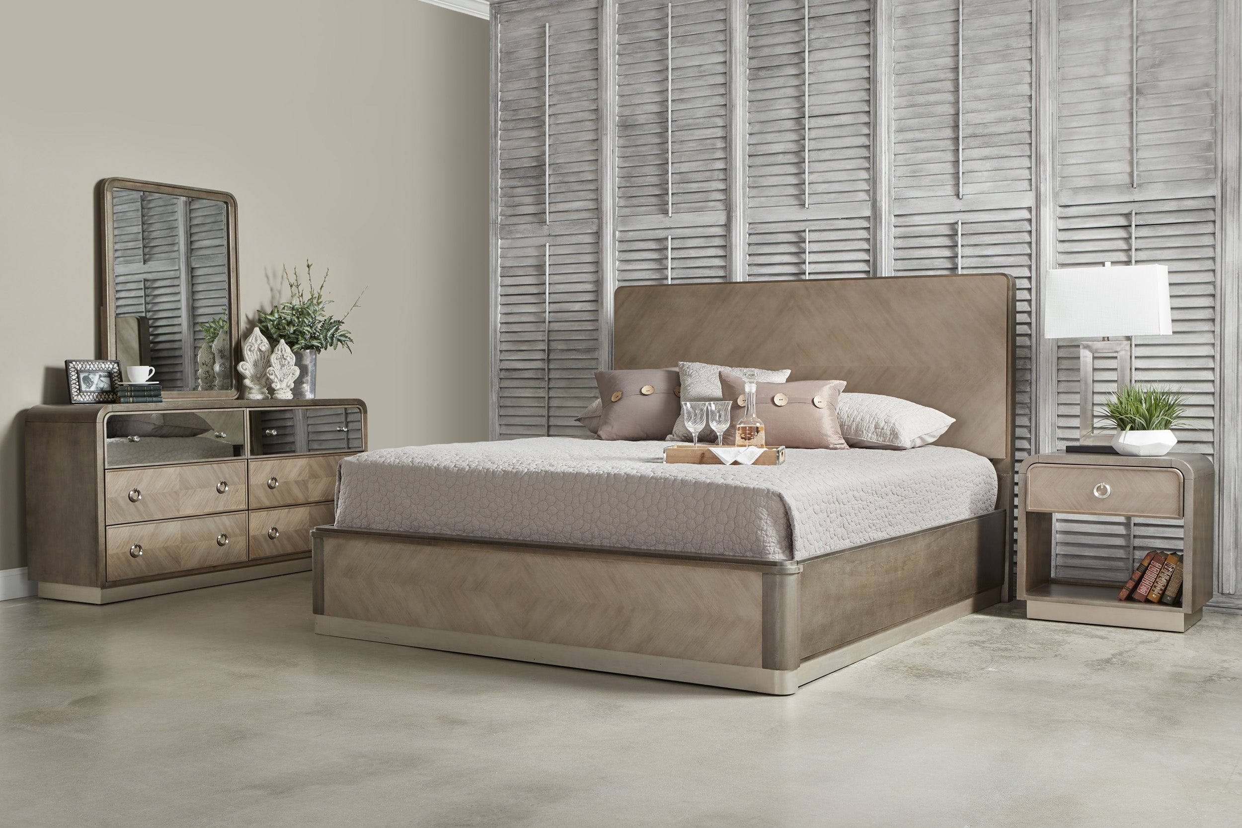 Oasis Home Cascade Upholstered Bed 5 Piece Queen SIze  Bedroom Set