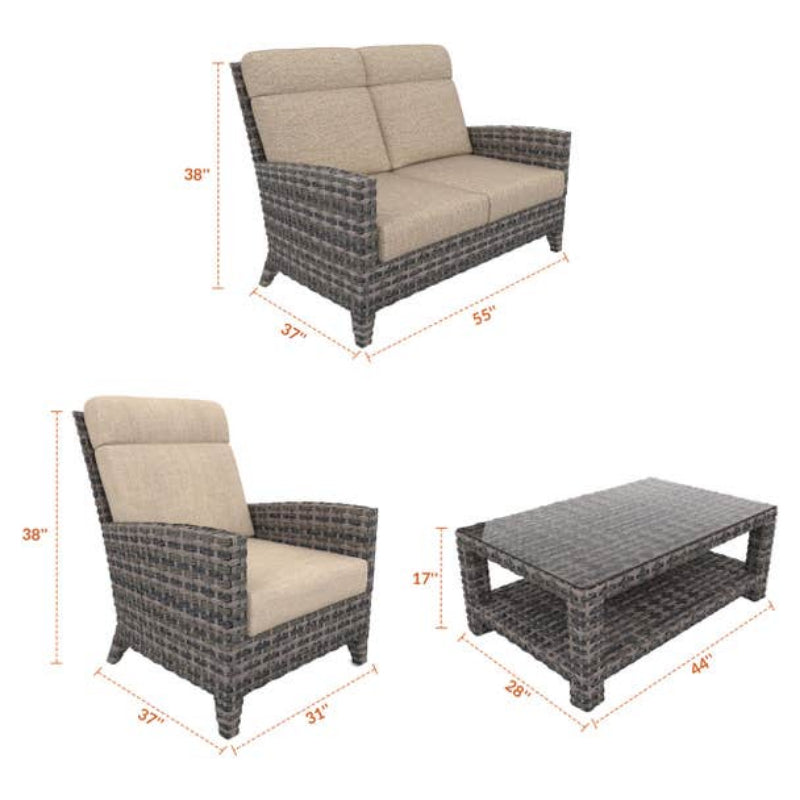 Forever Patio Cavalier Wicker Outdoor 4-Person Conversation Set