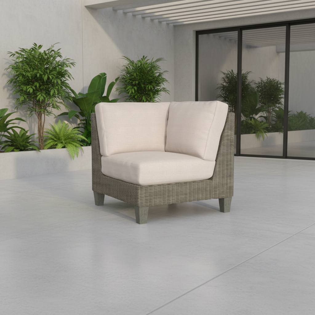 South Sea Rattan Timberline Wicker Outdoor Square Corner in a modern porch background