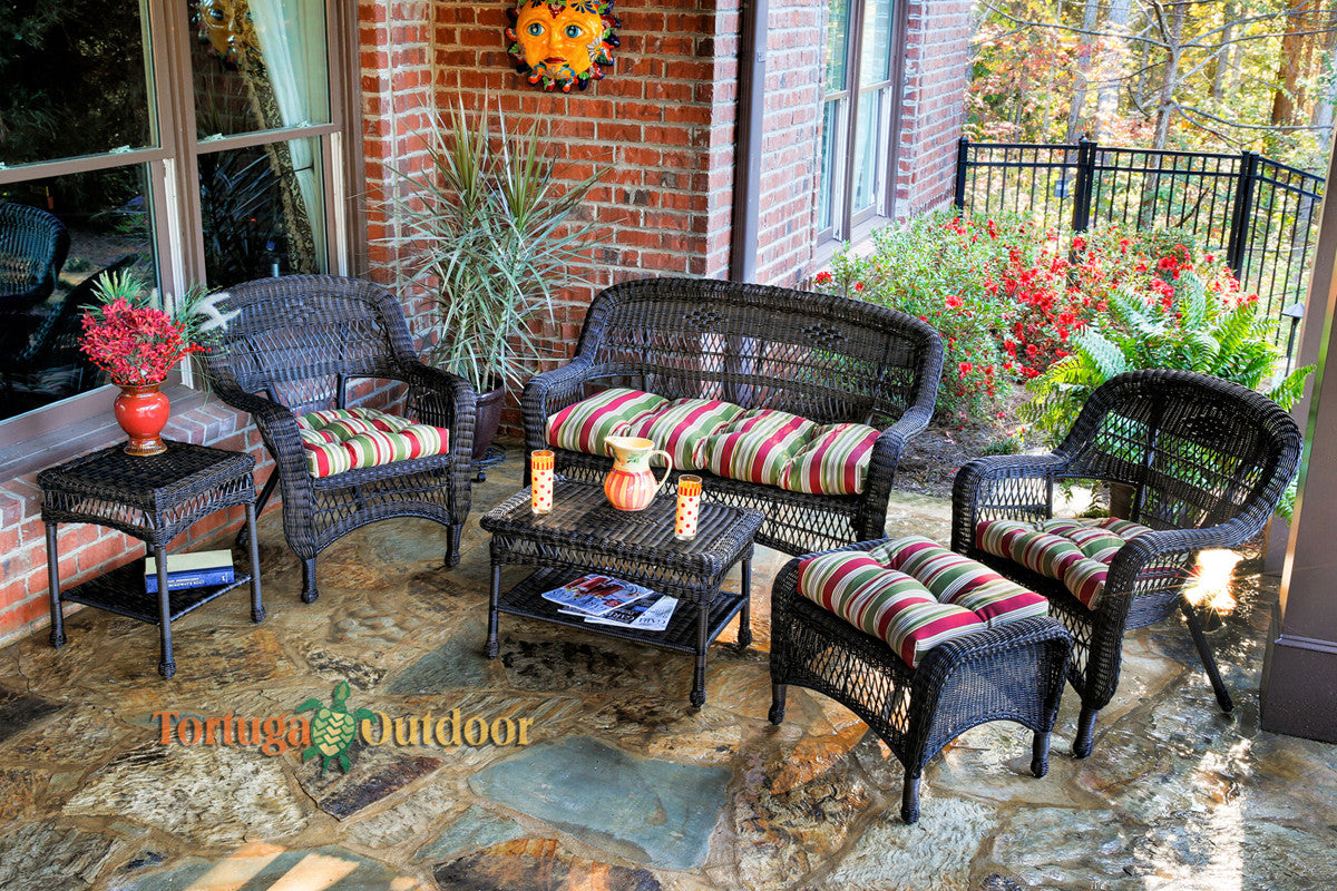 6 piece wicker online patio set with cushions