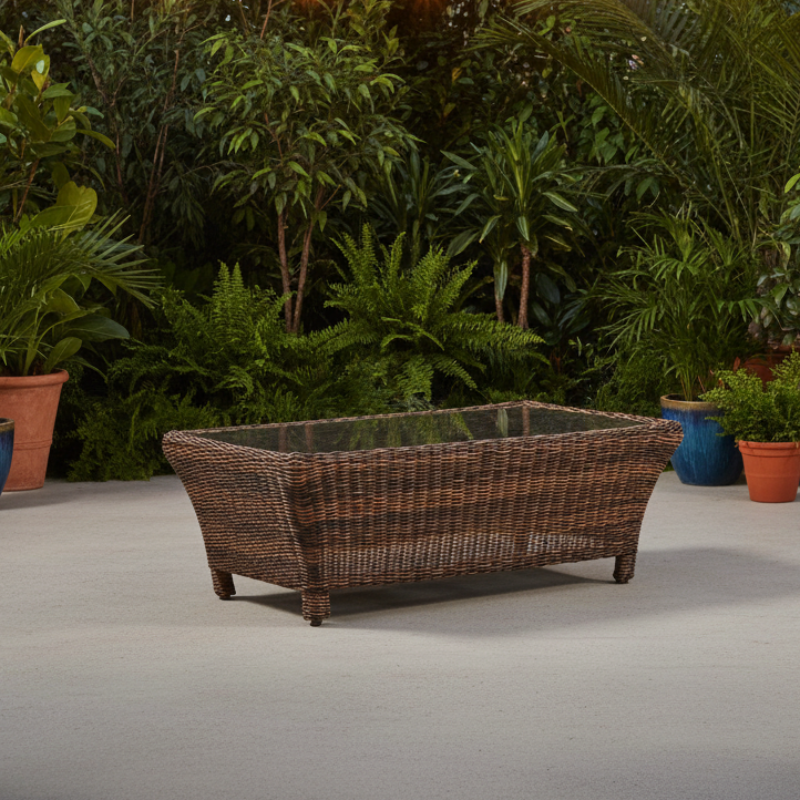 South Sea Rattan Del Ray Resin Wicker Outdoor Rectangular Coffee Table