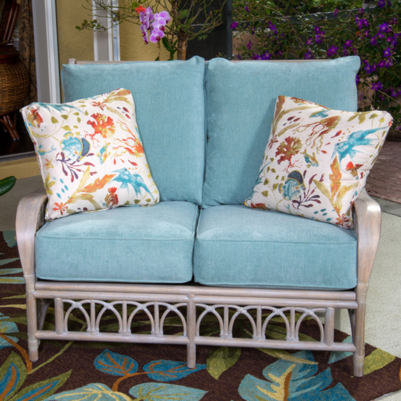 Alexander & Sheridan Cuba Rattan Indoor Loveseat with Cushions