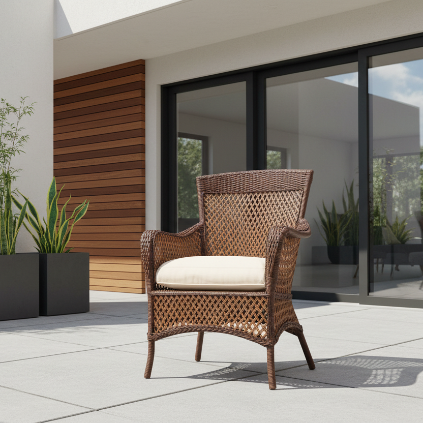 Lloyd Flanders Grand Traverse Wicker Outdoor Dining Arm Chair