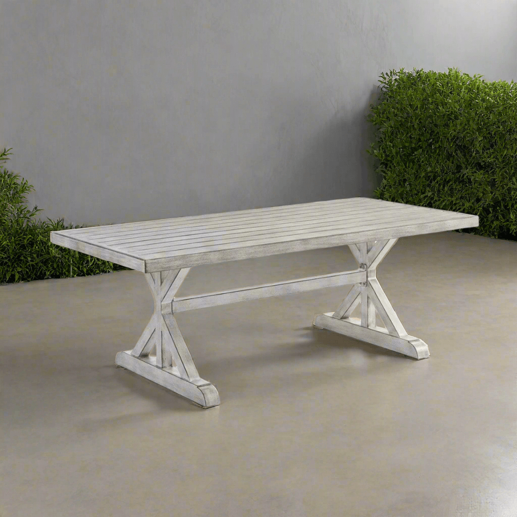 South Sea Rattan Dover Hand-Brushed Extruded Aluminum Outdoor Dining Table