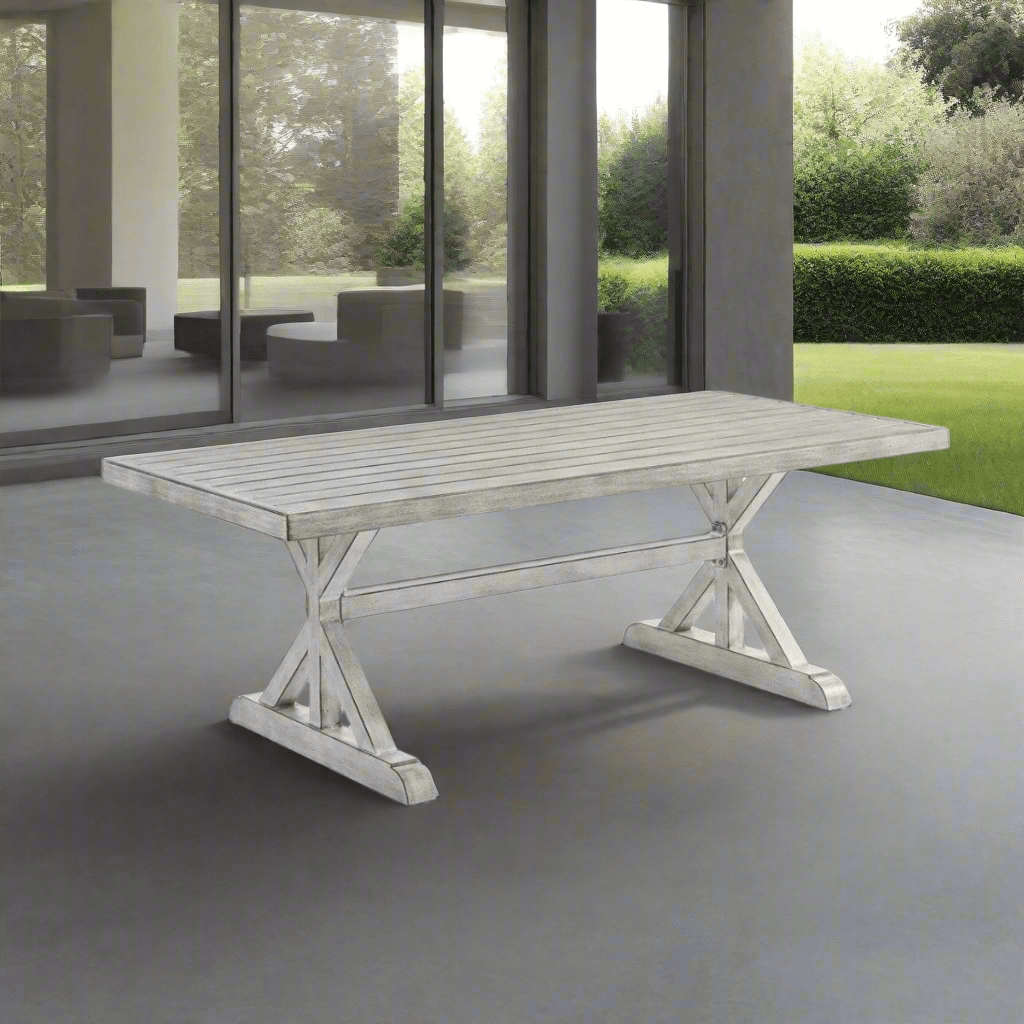 South Sea Rattan Dover Hand-Brushed Extruded Aluminum Outdoor Dining Table