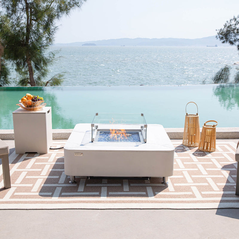 Elementi Plus Annecy Marble Porcelain Outdoor Fire Table