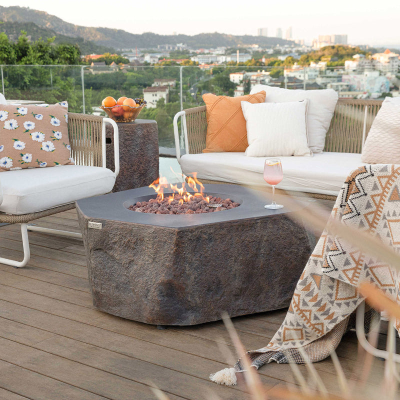 Elementi Columbia Glass Fiber Reinforced Concrete Outdoor Fire Pit Table