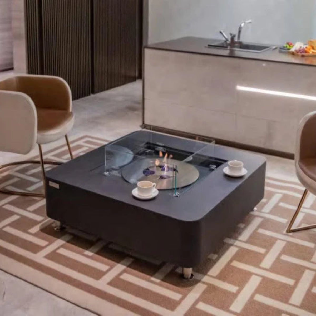 Elementi Perth 40" Square Concrete Ethanol Fire Table