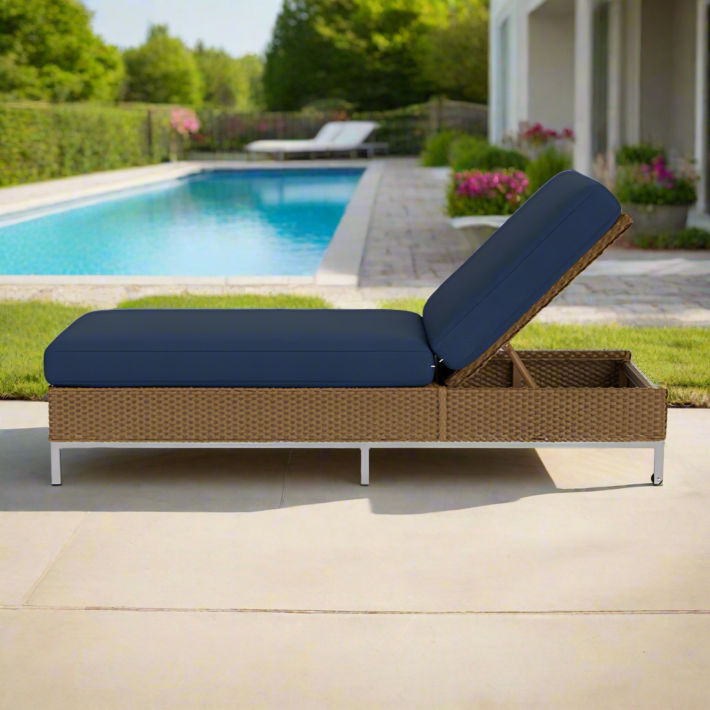 Lloyd Flanders Elements Wicker Chaise With Stainless Steel Base