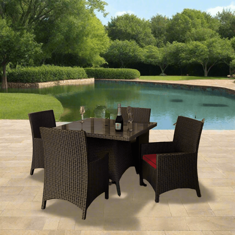 Forever Patio Barbados Resin Wicker 5 Piece 48" Square Dining Set