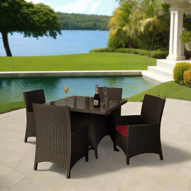 Forever Patio Barbados Resin Wicker 5 Piece 48" Square Dining Set