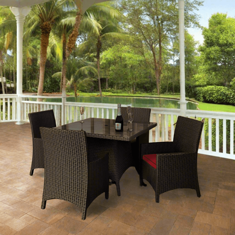 Forever Patio Barbados Resin Wicker 5 Piece 48" Square Dining Set