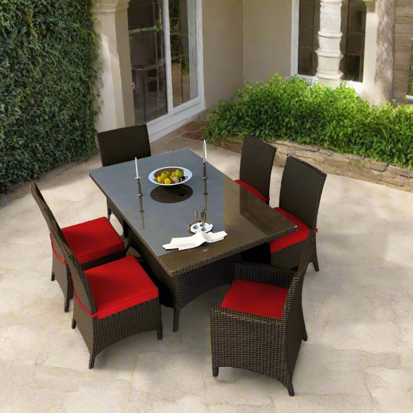 Forever Patio Barbados Resin Wicker 7 Piece Rectangle Dining Set