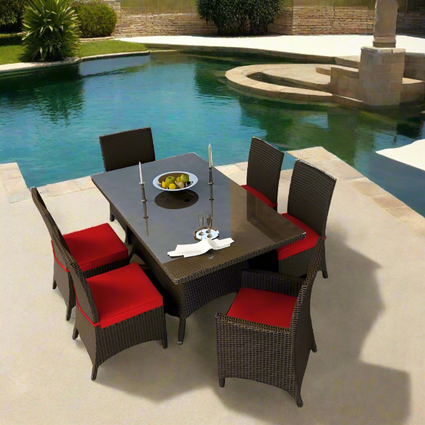 Forever Patio Barbados Resin Wicker 7 Piece Rectangle Dining Set